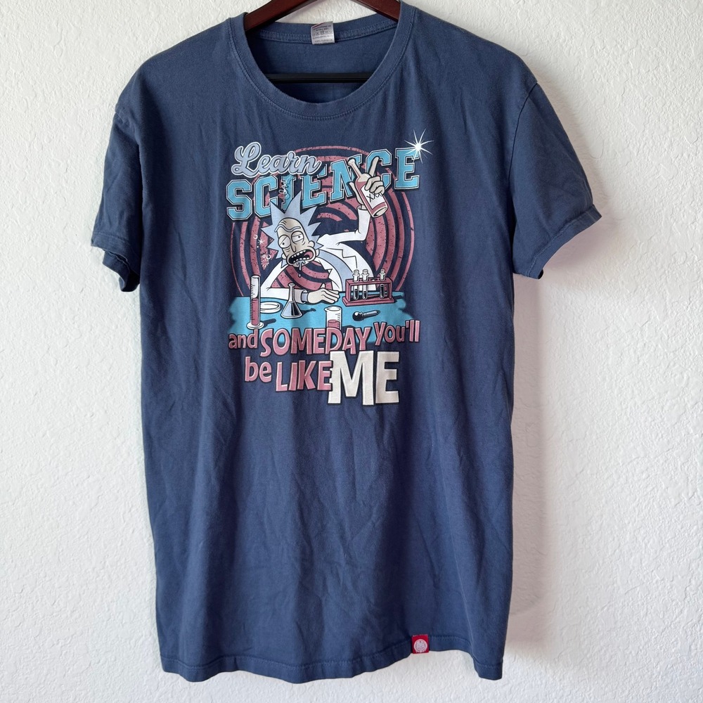 El Senor Miyagi Rick and Morty Learn Science L Graphic T-Shirt Gray Navy Blue